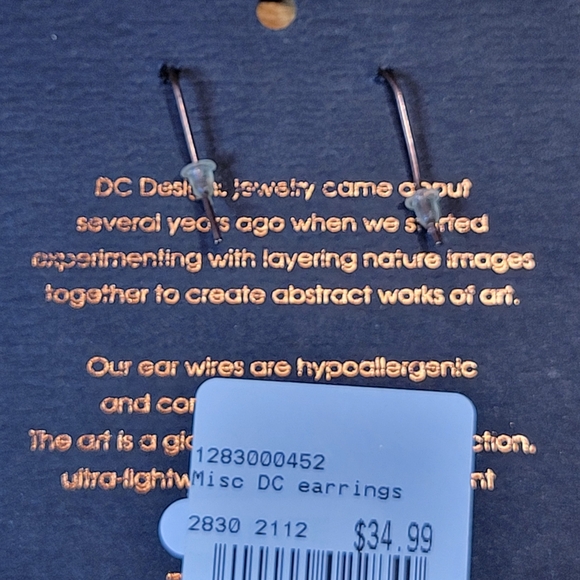 DC Designs NWT Handcrafted Copper Earrings Pierced Autumn Red Trees Nature Print - Picture 4 of 8